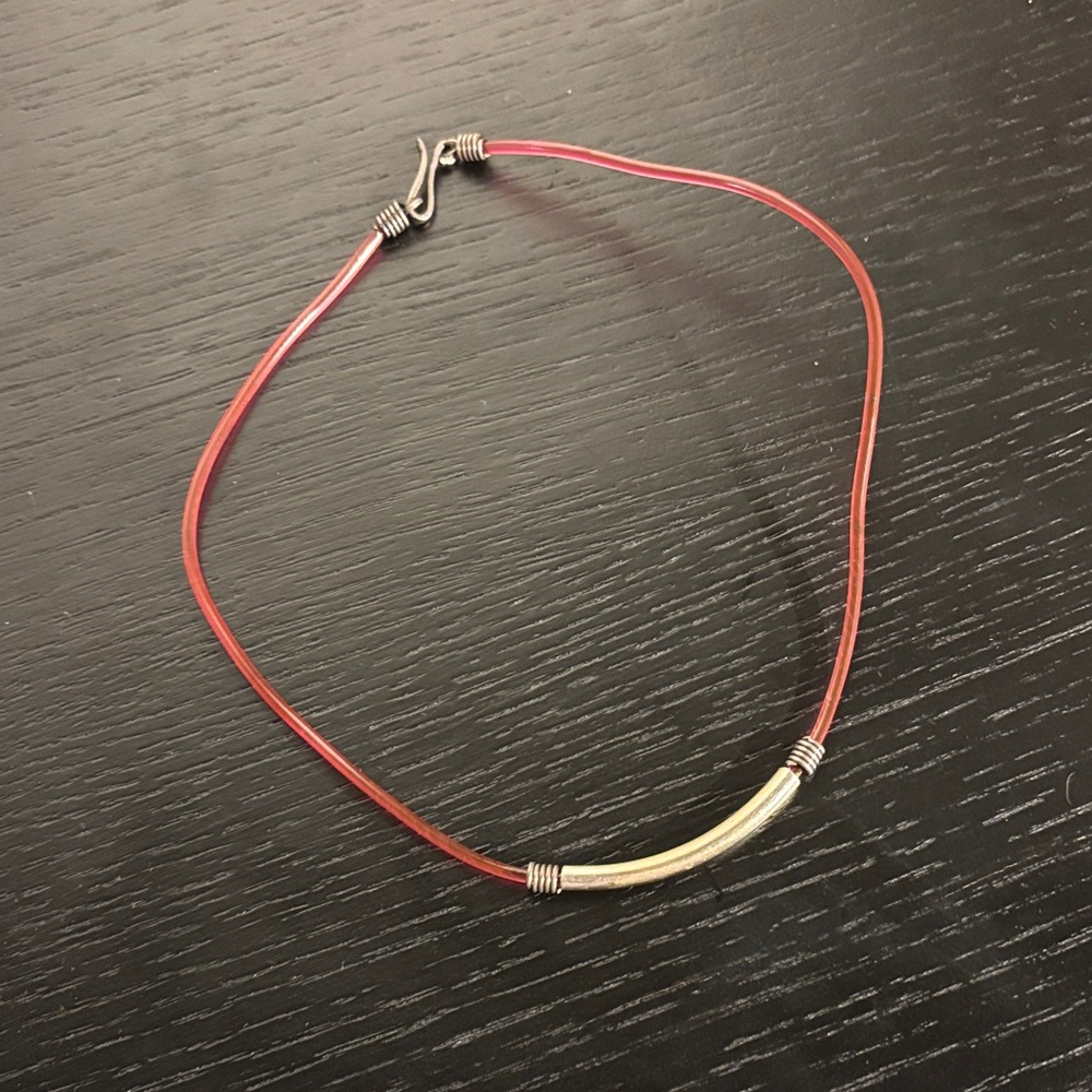 Elegant Red and Silver Necklace